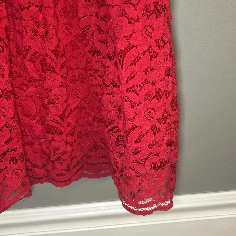 Hollister High-Neck Red Lace Dress, Sz XS, Fully Lined - Picture 5 of 11